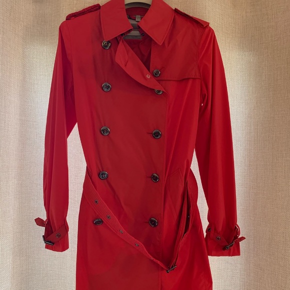 Burberry Jackets & Coats Red Burberry Trench Raincoat With Belt